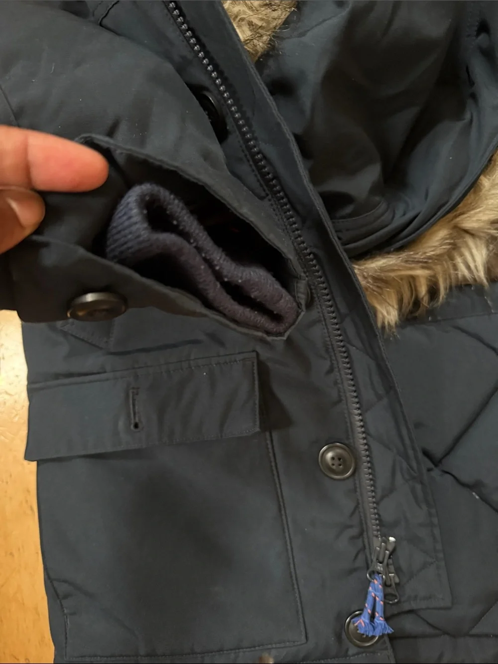 J. Crew Navy Blue Faux Fur Hooded Kids Parka